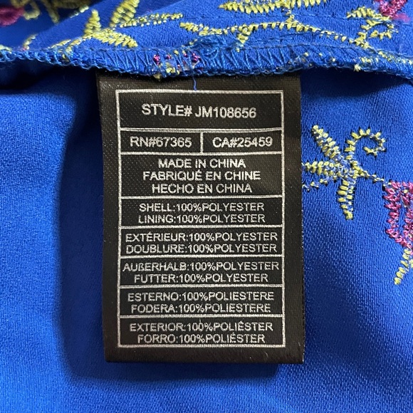 Betsey Johnson 12 Royal Blue Floral Midi Dress with Adjustable Spaghetti Straps - Picture 13 of 16